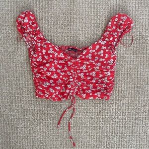 Zara red floral crop top